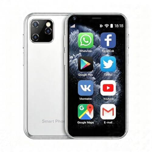 Mini-Smartphone 3g, Petit TéLéPhone de 2,5 Pouces, Double Carte SIM, Batterie de 1 000 mAh, Mini-TéLéPhone Android 8.1 DéBloqué, TéLéPhone de Secours Portable (2 Go de Ram, 16 Go de Rom, Blanc)
