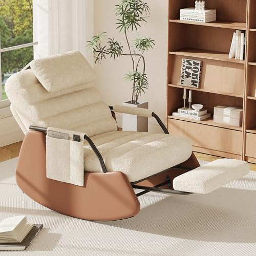 Zorvani Mecedora con función reclinable y reposapiés, sillón Moderno de Relax con Respaldo Ajustable en 3 Niveles, sillón balancín Acolchado con reposacabezas y reposabrazos