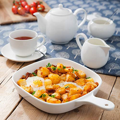 Judge Essentials White Porcelain Traditional Round Teapot (5 Cup/1L)