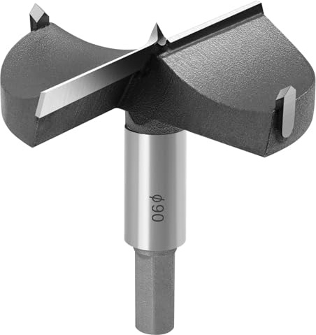 Flintronic 90MM Mèches Bois, Fraise Carbure Pour L'installation de Portes Sphériques, Tiroirs - Aide Rapide Pour Faire Des Trous Propres à Fond Plat
