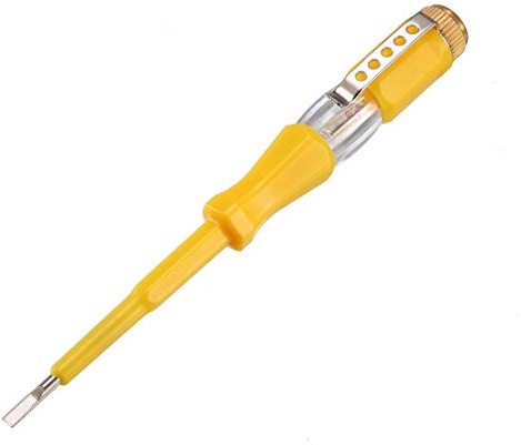 uxcell Testeur de tension AC 100-500 V avec tournevis à fente de 3 mm avec clip pour test de circuit, jaune