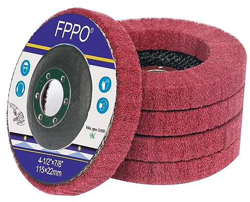 FPPO 5Pcs 4.5 x 7/8 Nylon Fiber Flap Disc Polishing Grinding Wheel,Scouring pad Buffing Wheel for Angle Grinder, Polishing Tools (Grit 320)