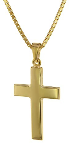 trendor Kreuz-Anhänger 24 mm Gold 333 (8 Kt.) mit plattierter Halskette | Schmuckstück für Damen und Herren, zeitloser Halsschmuck und edles Accessoire,