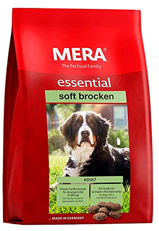 MERA Essential Soft Brocken (12,5kg), Hundefutter trocken für alle Hunderassen, Trockenfutter mit Geflügel Protein, gesundes Futter mit Omega-3 und Omega-6, Kroketten halbfeucht