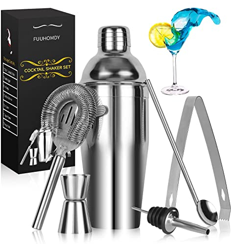 Cocktail Making Set,Cocktail Shaker Set 6 Pieces 750ml Capacity with Bar Accessories and Recipes Made of Food Grade Stainless Steel 304 Great for Home and Bar Use or As a Gift