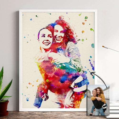 Lamina personalizada estilo acuarela. Poster para regalar con la foto que tu quieras. Estilo lleno de color. Divertido para amigas, pareja, aniversario, cumpleaños. Cuadro precioso personalizado
