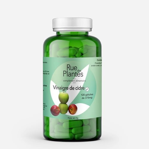 Vinaigre de cidre - Coupe Faim Puissant et Efficace, Bruleur de Graisse Puissant, Perte de Poids Rapide et Efficace - Complement Alimentaire Perte de Poids, Cure de 20j, 120 gélules RUE DES PLANTES