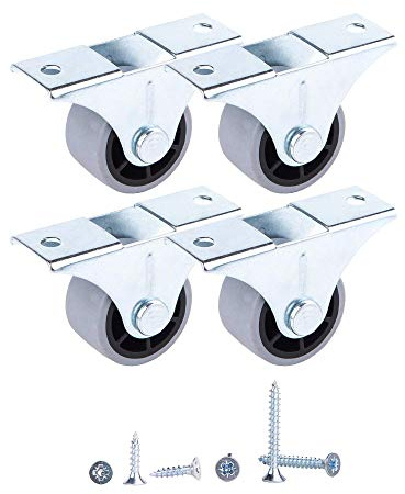 Lot de (4 pièces) 30 mm Petites roulettes en caoutchouc pour meubles, non pivotantes, non en plastique coulé, pour appareils et équipement, petites roulettes, vis incluses, ensemble de roulettes (4, Ø