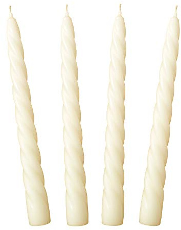 Auswahl Farbe + Menge - Spiralkerze Spitzkerze Stabkerze Renaissancekerze Tafelkerze Leuchterkerze ca. Ø 22 x 220 mm gedreht hier: 4 Kerzen creme (matt)