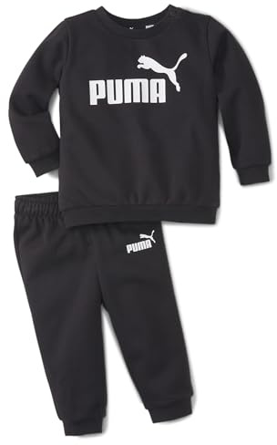 PUMA 4063699328837 Minicats ESS Crew Jogger FL Tuta Sportiva, Cotton Black, 86, 12 mesi