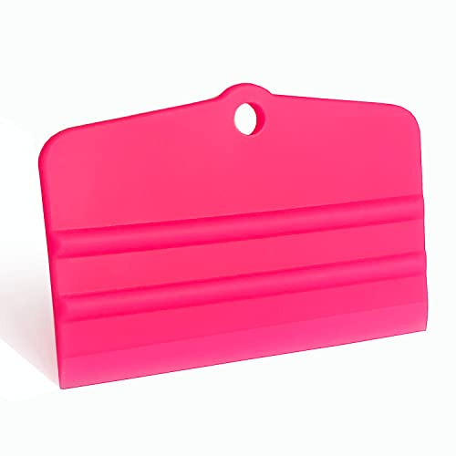 Ewrap Pink Small Squeegee Soft Silicone Water Wiper for Application of Paint Protection Film, Vinyl Wrap, Window Film, and Kitchen Sink, Shower Door Mirrors Cleaning, 11cm x 7.5cm