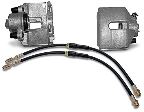 BESTPRICE 2x Bremssattel vorne links und rechts Bremszange ohne Hohlschraube Faustsattel ohne Halter, inkl. Bremsschlauch, Kompatibel mit A udi A3 (8P1), A3 Cabriolet (8P7), A3 Sportback (8PA), SEAT