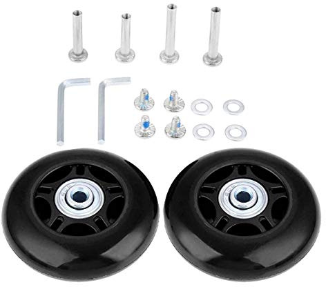 LOTOWELZON Ersatzrollen für Gepäck, Koffer, Inline-Skate-Rollen, Durchmesser 70 x Breite 24 mm, 2 Stück | Schwarze 6 mm Kugellager-Reparatur-Sets ABEC 608zz, für Koffer, Trolley, Roller, Samsonite-Räder, OD70 x B 24 mm/7 x 2,39 cm