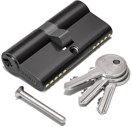 Bwintech Serratura a cilindro europea, 95 mm (45/50), colore nero, con 3 chiavi standard, anti-grippaggio, anti-urto, anti trapano, alta sicurezza per porte in UPVC, legno, composito