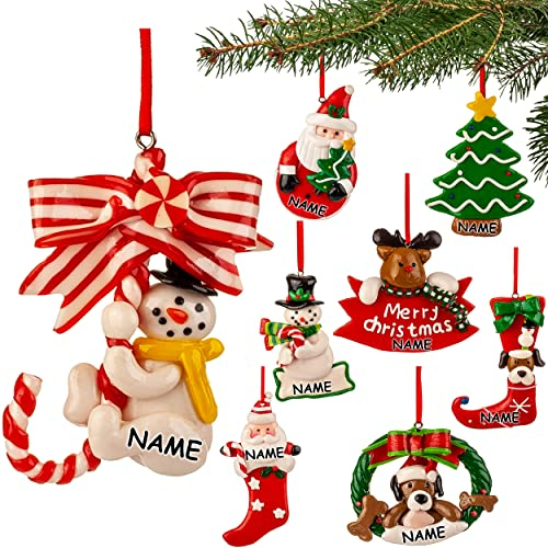 alles-meine.de GmbH 10 Stück große Christbaumanhänger/Geschenkanhänger Weihnachtsfiguren_ inkl. Name - Innen & Außen - 13 cm - bruchfest - Kunststoff - wetterfest + wasserf..