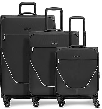 Stratic Koffer-Set 3-teilig für Damen und Herren | Reise-Trolleys 51 x 31 x 76 cm aus hochwertigem, flexiblem Polyester Material | Erweiterbar & Teleskopgriff| taska Serie