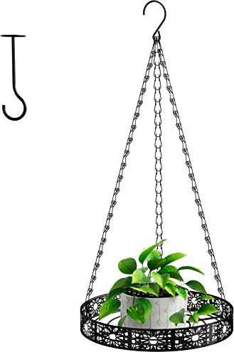 Bomclap Suspension pour plantes en métal avec crochet de plafond et chaîne de suspension, panier suspendu pour l'intérieur et l'extérieur