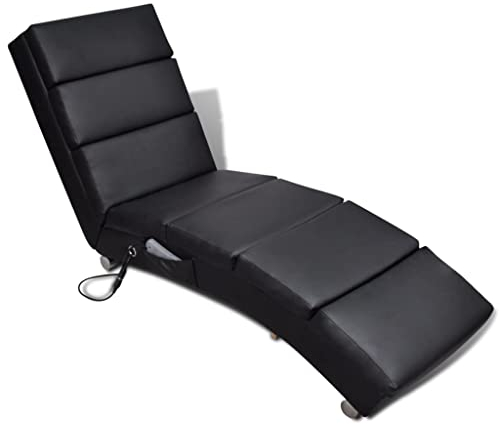 Hommdiy Massage-Relaxliege Liegesessel Massagefunktion Liegesessel Loungeliege Liege 5 Massage-Modi mit Heizfunktion Massageliege Schwarz Kunstleder