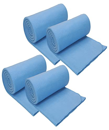 Betz Fleecedecke 4 Stück 130x170 cm 180g/m² – Weiche Wohndecke & Kuscheldecke – Flauschige Sofadecke als Tagesdecke – Leicht, wärmend & pflegeleicht – Farbe hellblau