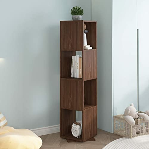 Chusui Drehregal, Standregal, Drehbares Bücherregal, Drehbares Regal, Bad Regal, Bücherturm Freistehend, Toilettenregal, Braun Eiche-Optik 34,5x34,5x147,5 cm Spanplatte