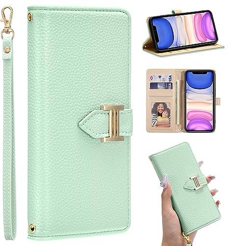 ZCDAYE Hülle für iPhone 11 mit Kartenfach, Leder Magnetische iPhone 11 Handyhülle Klapphülle, Elegante Stabile Schutzhülle Handytasche für iPhone 11 (6.1 inches), Grün