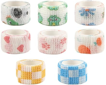 Harilla 8 Unidades de Cinta Protectora para Dedos, Cinta en Rollo, Linda Cinta Protectora para Dedos, Cinta Protectora para Dedos para El Trabajo, Impresa
