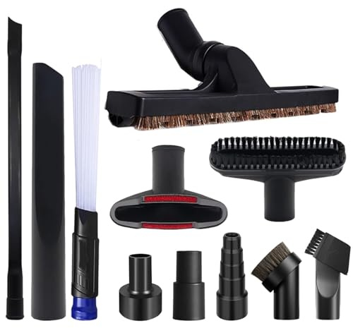 11 PCS Universal 1 1/4 Inch Vacuum Attachments Kit for Shop Vac Accessories with Vacuum Brush Attachments, Flexible Crevice Tool, Hose Adapters for 2 1/2 to 1 1/4 and 1 7/8 to 1 Hoses