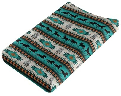 Wanyint Wickelunterlage mit Boho-Pferd-Druck, bequem und atmungsaktiv, unltra weiches Musselin-Wickeltischtuch für Jungen und Mädchen