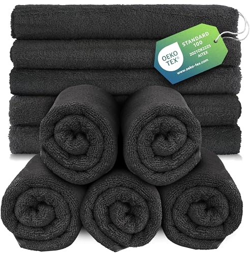 slummer Seiftücher 30x30 cm Gesichtshandtücher Frottee 10er Set Waschlappen - anthrazit Frottier 100% Baumwolle 500gsm 10-TLG Gästehandtuch, weiches Handtuch klein