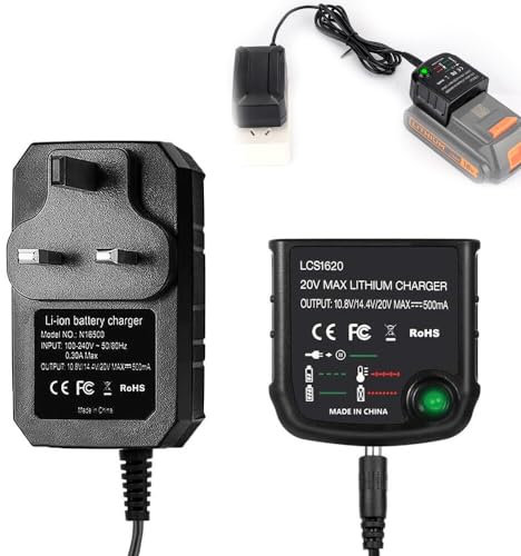 CJBIN 18V LithiumIon Battery Charger for Black & Decker, Replacement LCS1620 for Black & Decker Charger,Drill Li-ion Battery Chargre LBXR20 LBXR20-OPE LB20 LBX20 LBX4020 LB2X4020 LBXR2020-OPE,UK Plug