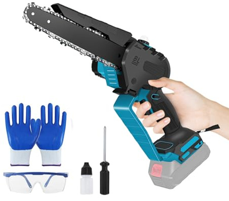 Mini Tronçonneuse Sans Fil de 8 Pouces, 2000W Scie à Chaîne Électrique à Main, Compatible Avec Makita Batterie, Tronçonneuse Manuelle Pour Élagage D'arbres de Jardin, Coupe Du Bois