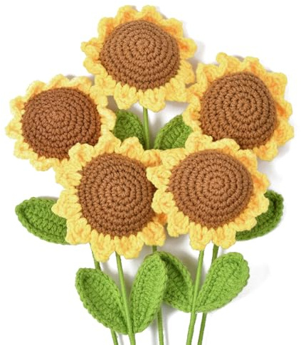 MPEIPILA Girasoli artificiali fatti a mano, 5 pezzi, fiori di girasoli artificiali realistici, fiori mazxo, bouquet di girasole, decorazione fatta a mano