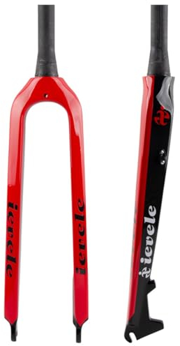 DHNCBGFZ 26/27.5/29 ''Forcella Rigida Bici Forcella MTB in Fibra di Carbonio Pieno 1-1/2 Tubo Conico Forcella Anteriore Freno A Disco da 28.6mm Forcella Dura Ultra Leggera 450g(Red,26)