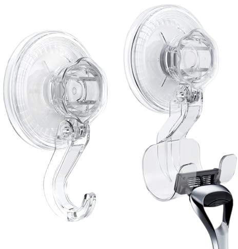 Luxear Lot de 2 Crochet Ventouse Plastique Crochet d'Aspiration Porte Rasoir Douche Ventouse Salle de Bain pour Serviette Peignoir Couronne Cuisine Manteau Torchon 5KG