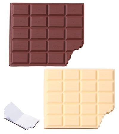 QLEUIFT 2 pcs Haftnotizblock Schoko, Personalisierte Notizen, hochwertiges Papier (mit abgebissener Ecke, mit 100 Haftnotizen) Geschenk für befreundete Lehrerin, Dunkelbraunweiß, 10 x 9 cm