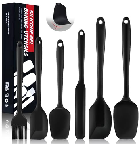 6 Stück Teigschaber Set Mit Stahlkern, Silikon Spatel Und Kochlöffel 230℃ Hitzebeständig Antihaft Nahtloses Einteiliges Design, Küchenutensilien Zum Kochen Backen Rühren