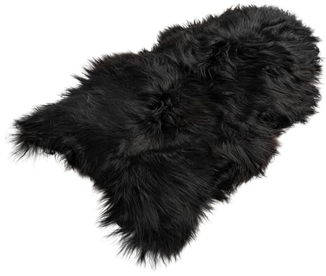 Decorating Sheepskins Peau de Mouton mérinos véritable de qualité supérieure Peau d'agneau véritable, Douce et Moelleuse, Fourrure pour chaises, Peau de (Noir Naturel, 100 x 110 cm)