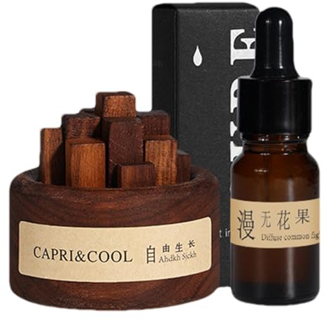 Diffuseur d'huile en bois | Ensemble de désodorisants en noyer noir – Diffuseur naturel pour chambre à coucher, salon, maison
