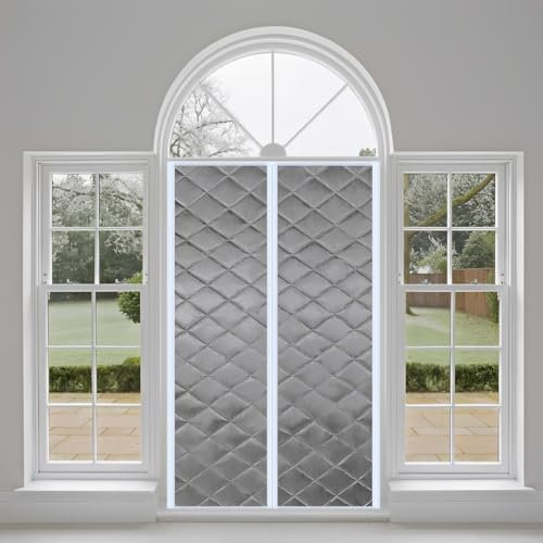 Isolant Thermique Isolation Magnétique Porte, 70x270cm Moustiquaire Rideau De Porte Isolant Coton Rideau d'occultation Coupe-vent Imperméable Isolation Phonique,Gris