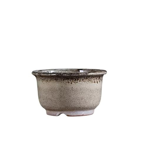 XPJYUA Pflanzentopf Blumentopf aus Porzellan, bunt, glasiert, superklein, rund, Bonsai-Topf, Vase, Tradition, Kabinen, Schlafsaal, Schreibtisch, Tisch, Gartendekoration für Innen(C)