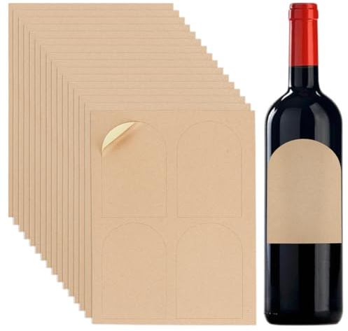 PH PandaHall 80pz Etichette Adesive per Bottiglie di Vino Etichette Adesive Ad Arco Marrone, 12x8.9cm Etichettes Vuote Stampabili Impermeabili per Barattoli Bottiglia Matrimonio