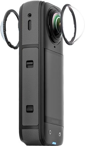 iDaPro Protector de lente para Insta360 X5, Vidrio Templado 9H | Lote de 2 + Caja ABS. Dureza 9H, Antiarañazos, Antiburbujas, HD, 0.33mm Ultrafino. Instalación por rotación. No para X3/X4.