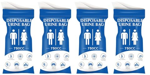 Travel Urination Bag Travel-friendly Urinal Disposable Urine 4pcs 750cc Leakproof Portable Self-driving Car Tour Traffic Jam Camping Men Women Pee Blue
