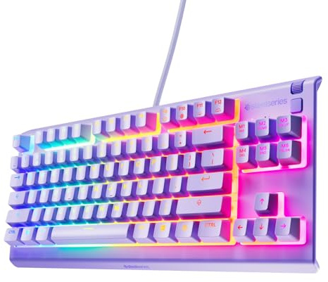 SteelSeries Apex 3 TKL Lavande Clavier gaming RGB - Format compact sans pavé numérique - Illumination RGB sur 8 zones - Résistant à l’eau et à la poussière -Switchs gaming silencieux -Format US QWERTY
