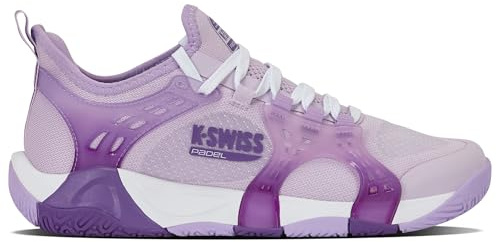 K-Swiss K-Frame Padel, Scarpe da Tennis Donna, White Soft Neon Blue Neon Bubble Gum, 39 EU