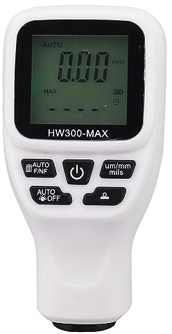 HUSHUI Paint Thickness Meter, 0 to 2000UM Accuracy Auto Power Off Portable Coating Thickness Tester with ABS Material, for Automotive Paint Used Car Buyers Manufacturing (White)