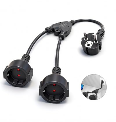 Double Prise Multiprise 2 Prises 16A/250V/4000W Protection IntéRieure Et ExtéRieure Multiprise Noire à Utiliser à La Maison Au Bureau Compatible avec Les Voyages Les Pique-Niques Et Le Camping