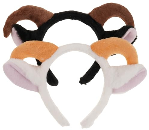 MOTHNUR 2pcs Sheep Ear Headband Cute Plush Animal Ears Cosplay Hairband for Christmas Theme Party Photo Props Adult Women