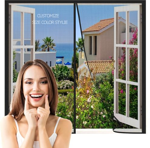 Mosquitera Ventana Magnetica,Personalizables Mosquitera Magnética Para Ventanas,Antimosquitos Para Puerta Ventana,Que Evita el Paso de Insectos,Cierre Automático Cortina de Malla fácil de instalar