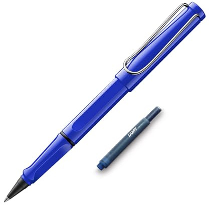 Lamy safari roll-ink blue Tintenpatronenroller – zeitlos klassischer Stift mit ergonomischem Griff & Strichbreite M - Gehäuse aus robustem ASA-Kunststoff – inkl. Tintenpatrone + Extrapatrone